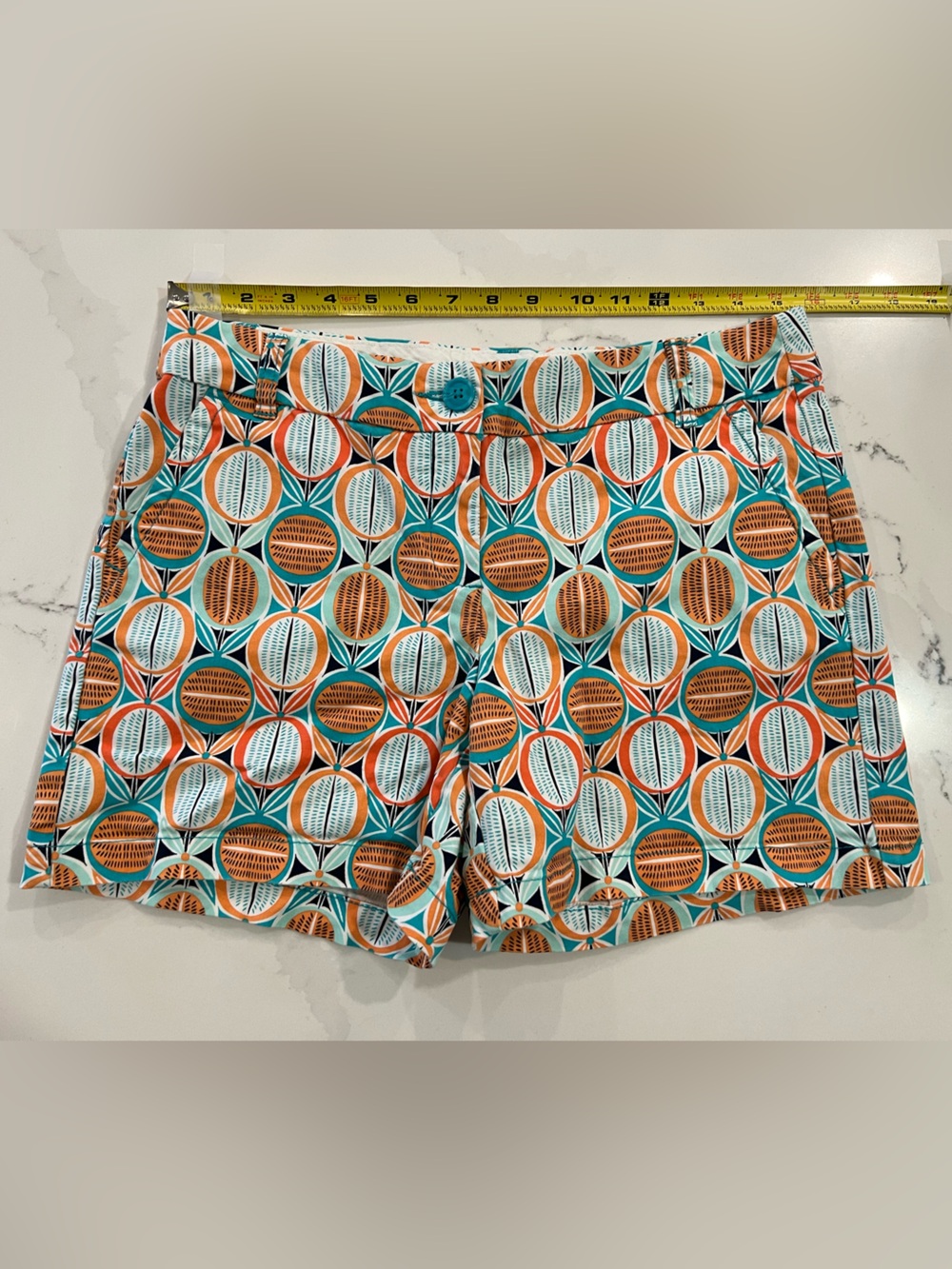 crown & ivy Teal, Orange, White Patterned Cotton Shorts size 6